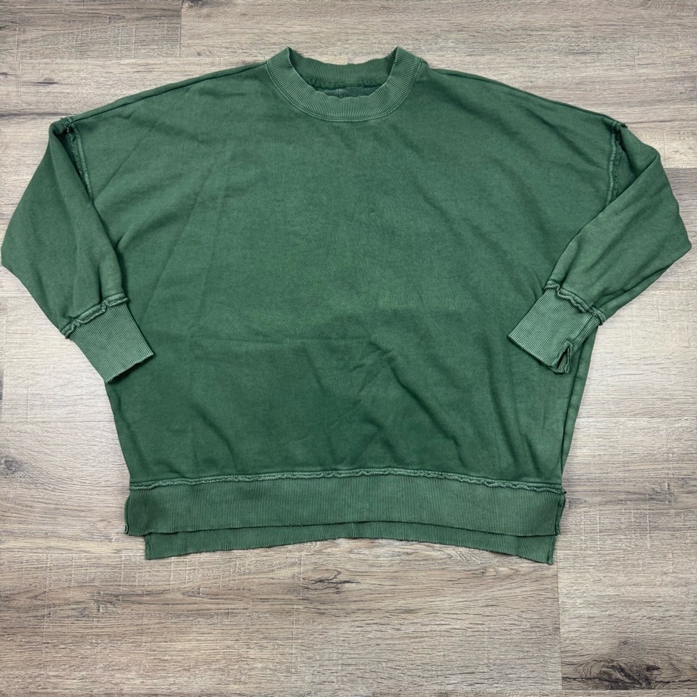 Aerie Crew Neck Sweatshirt Women’s Size Small Hunter Green Oversized Cozy